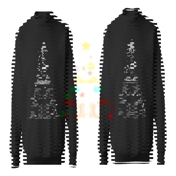 Cowboy Christmas Tree Boots Cowgirl Xmas Western West Gift Sweatshirt