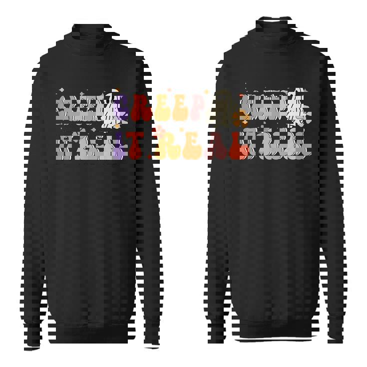 Creep It Real Halloween Groovy Vintage Funny Ghost Halloween IT Funny Gifts Sweatshirt