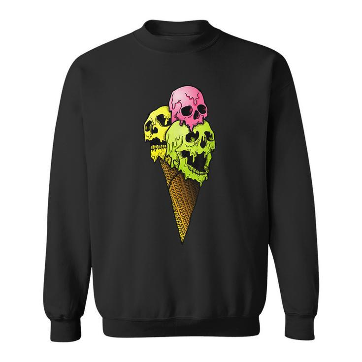 Creepy Skulls Icecream Horror Colorful Halloween Halloween Sweatshirt