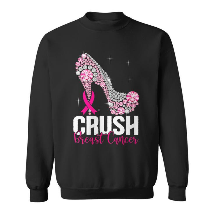 Crush Breast Cancer Awareness Bling Pink Ribbon Sweatshirt