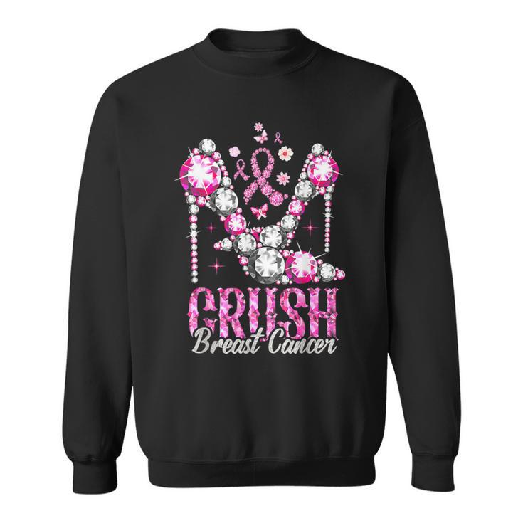 Crush Breast Cancer Awareness Bling Pink Ribbon Sweatshirt