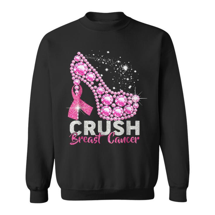 Crush Breast Cancer Pink Bling High Heels Breast Cancer Sweatshirt