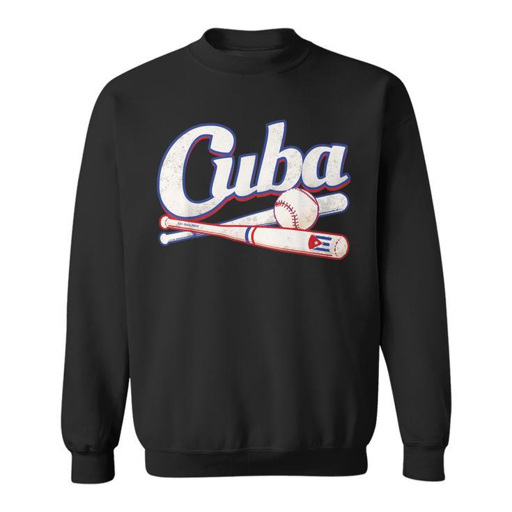 Cuban Baseball Fan Team Cuba Distressed Vintage Flag Graphic Sweatshirt