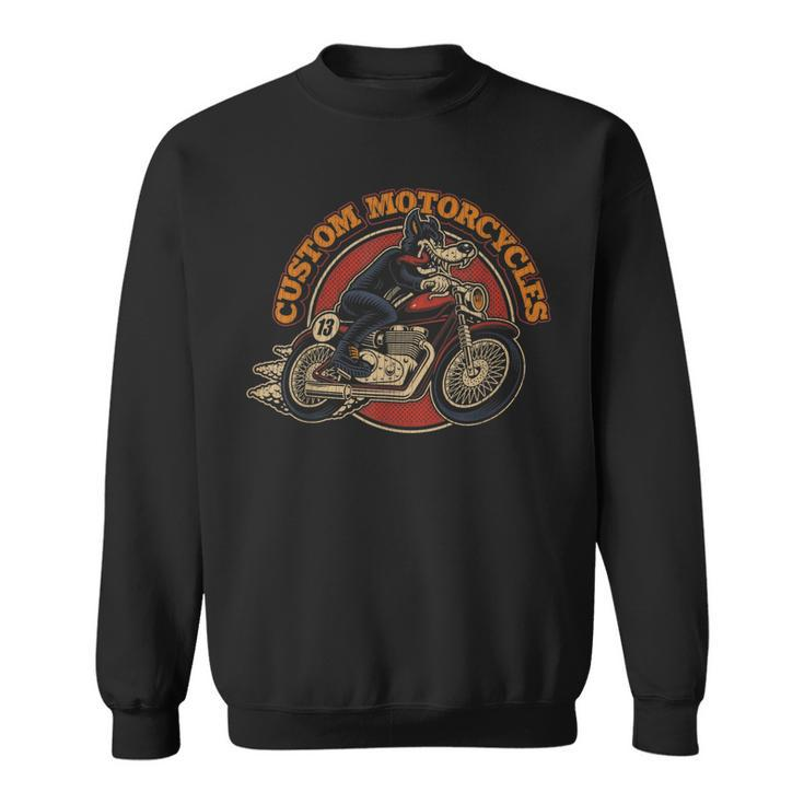 Custom Motorcycles Retro Biker Lowbrow Wolf Rockabilly 50S Sweatshirt