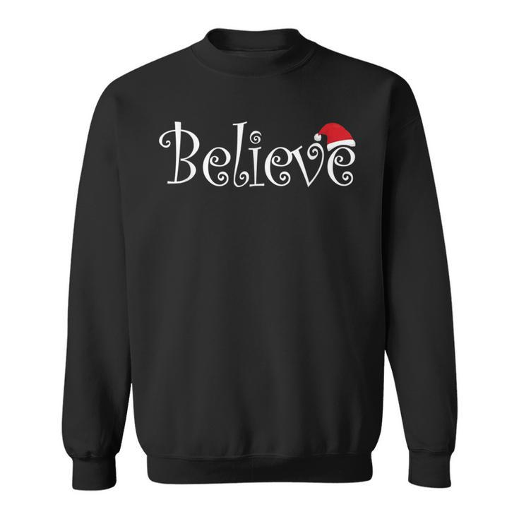 Cute Believe Christmas Family Party Red Santa Stocking Hat Sweatshirt