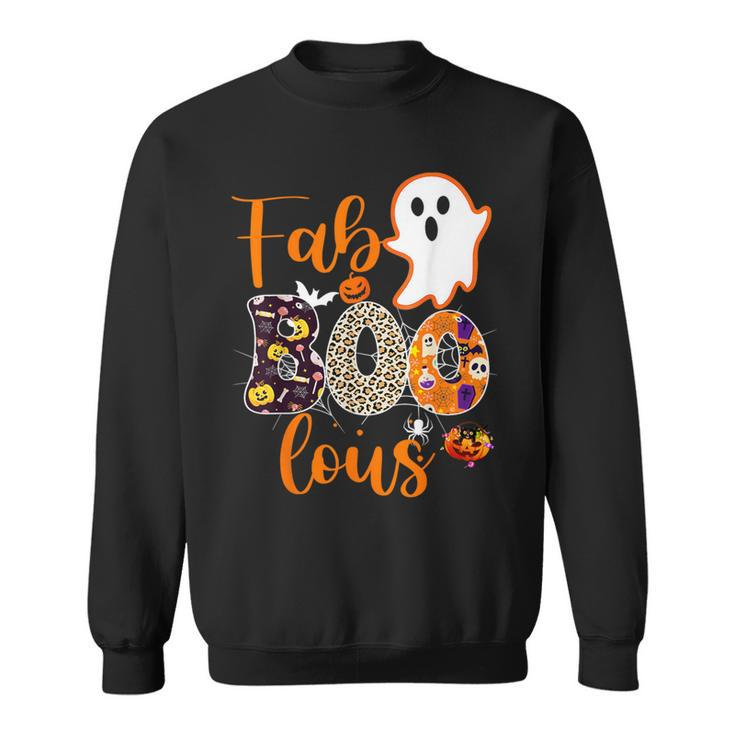 Cute Boo Ghost Halloween Fab Boo Lous Leopard Sweatshirt