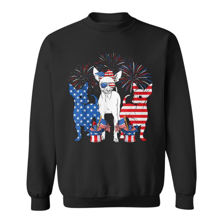 Cute Chihuahua Dogs American Flag Indepedence Day July 4Th  Sweatshirt