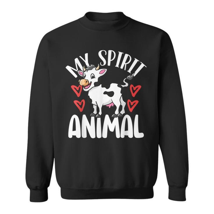 Cute Cows Are My Spirit Animal Colorful Cow Cattle Lover Sweatshirt