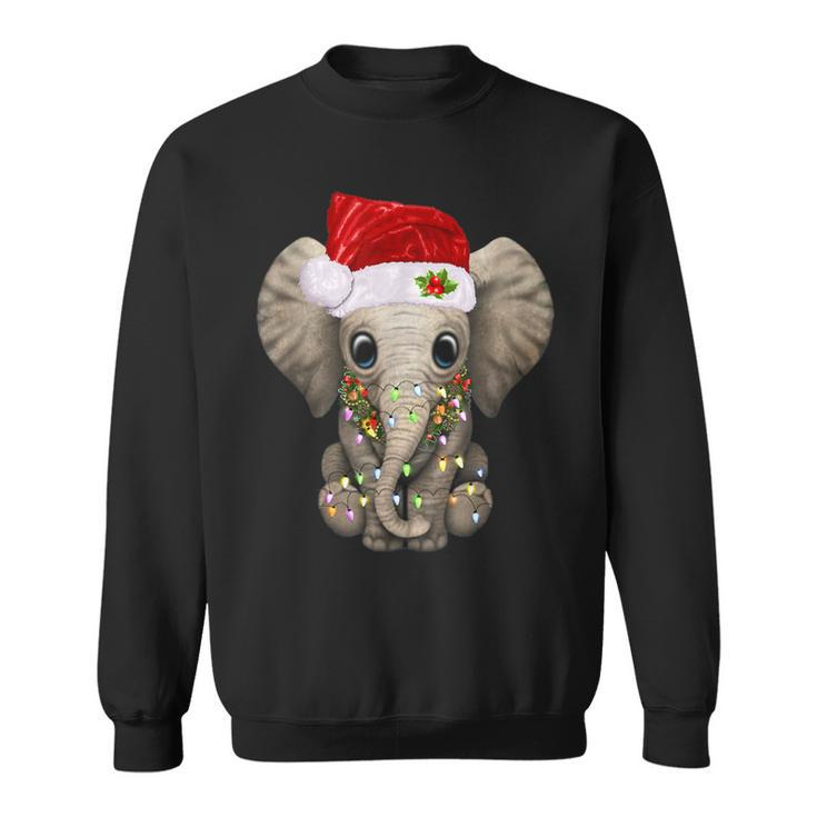 Cute Elephant Christmas Light Elephant Lover Xmas Sweatshirt