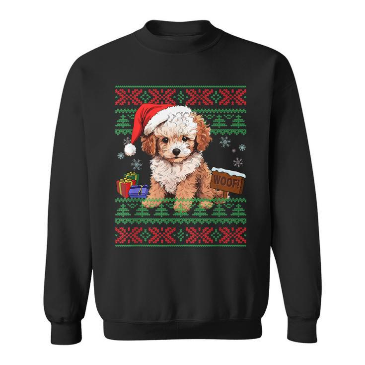 Cute Poodle Dog Lover Santa Hat Ugly Christmas Sweater Sweatshirt