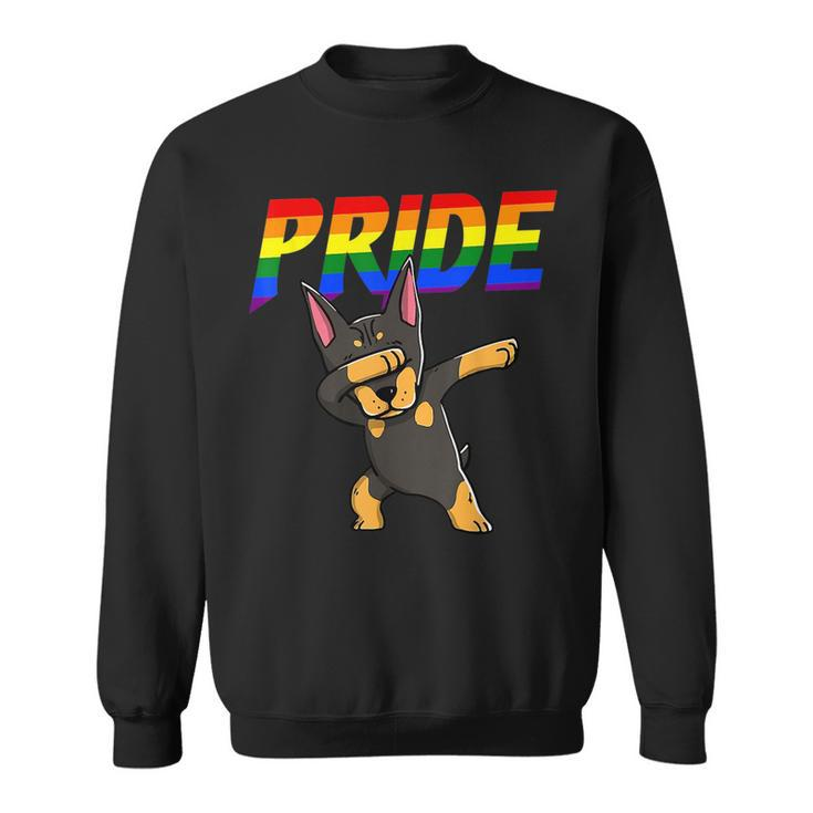 Dabbing Doberman Pinscher Lesbian Gay Lgbt Pride  Sweatshirt