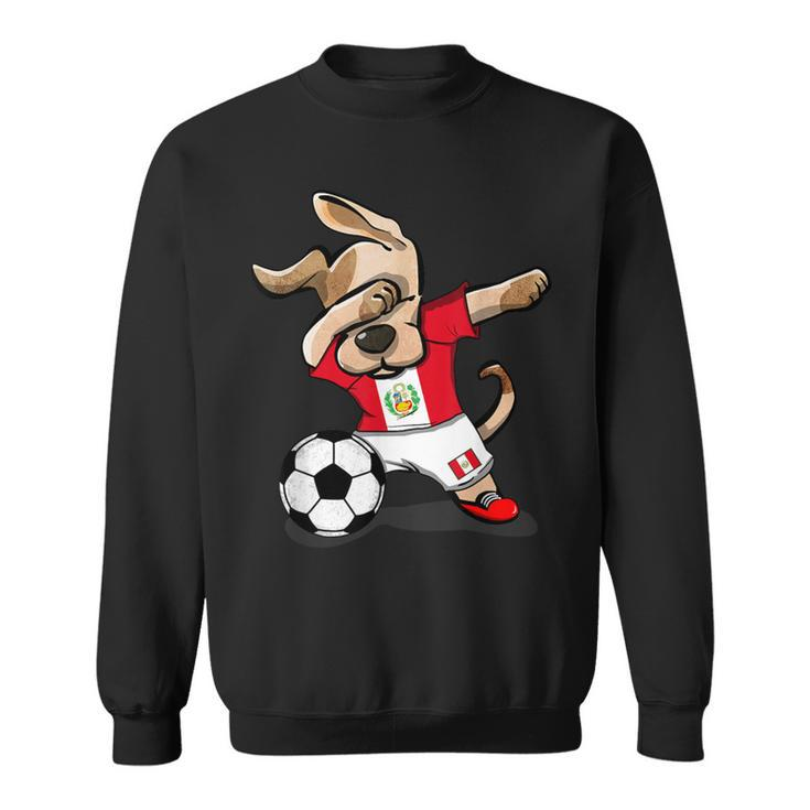 Dabbing Dog Peru Soccer Fans Jersey Peruvian Flag Football Sweatshirt