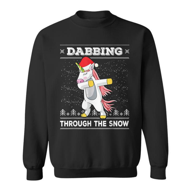 Dabbing Through The Snow Dab Unicorn Ugly Christmas Sweater Sweatshirt