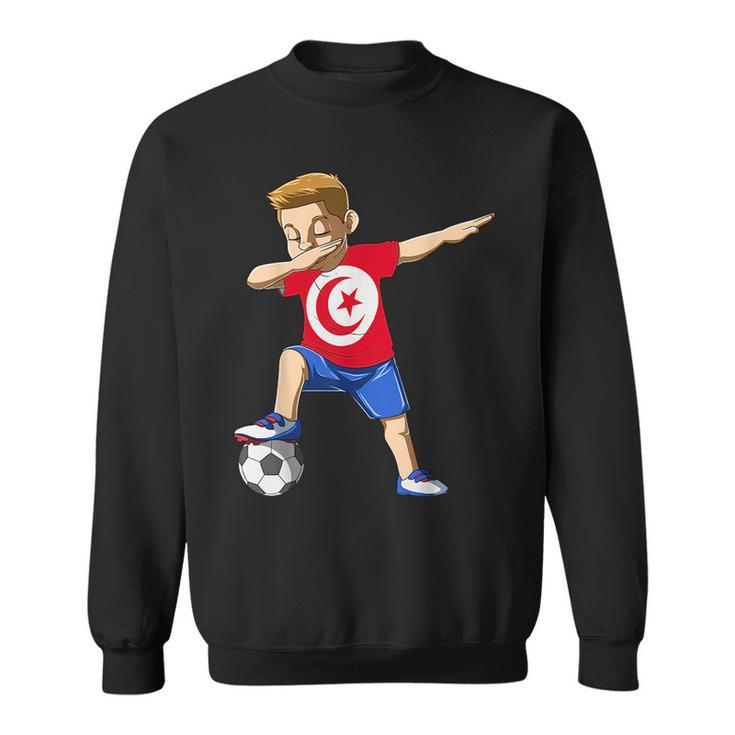 Dabbing Soccer Boy Tunisia Jersey Tunisian  Sweatshirt