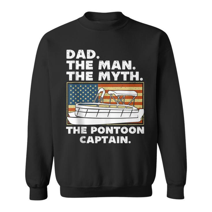 Dad Man Myth Pontoon Captain American Flag Boat Fathers Day  Sweatshirt