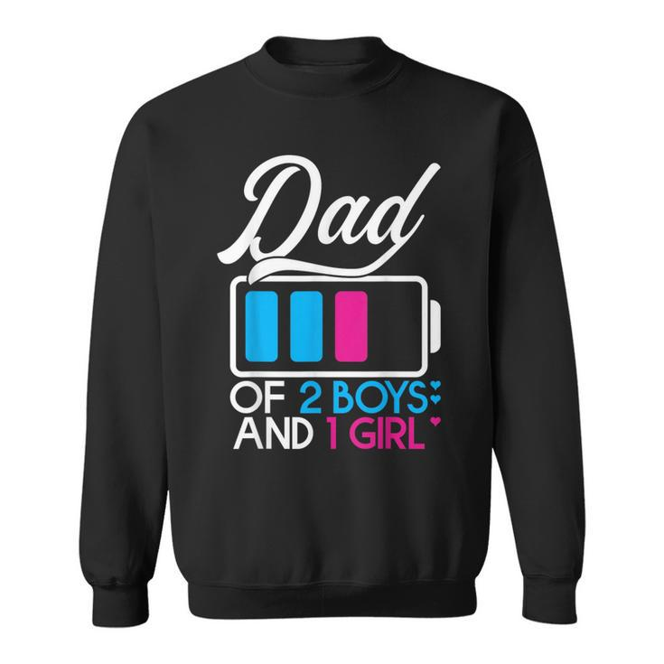 Dad Of 2 Boys And 1 Girl Battery Fully Fathers Day Birthday  Sweatshirt