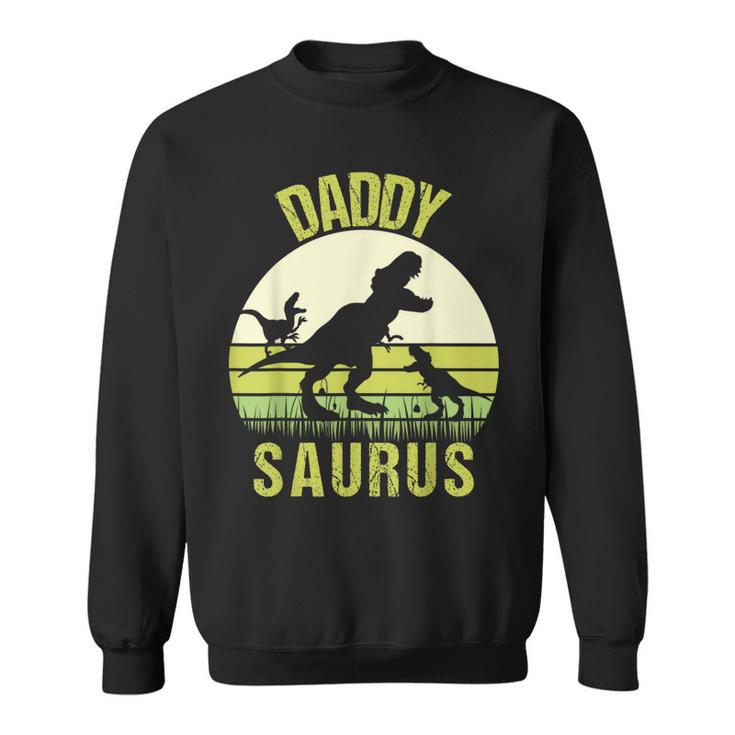 Daddy Dinosaur Daddysaurus 2 Two Kids Fathers Day  Sweatshirt