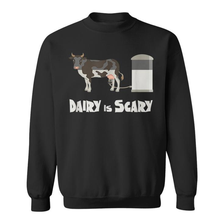 Dairy Is Scary | Vegan Design | Cow In Factory Farming  Sweatshirt