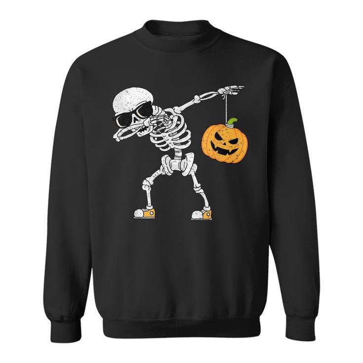 Dancing Skeleton Halloween Pumpkin Dab Dabbing Vintage Pumpkin Funny Gifts Sweatshirt