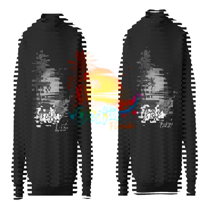 Destin Florida Beach Summer Vacation Palm Trees Sunset Men Florida Gifts & Merchandise Funny Gifts Sweatshirt