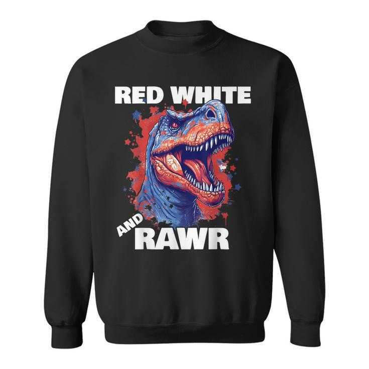 Dinosaur Red White Rawr American Flag 4Th Of July T Rex Boy  Sweatshirt