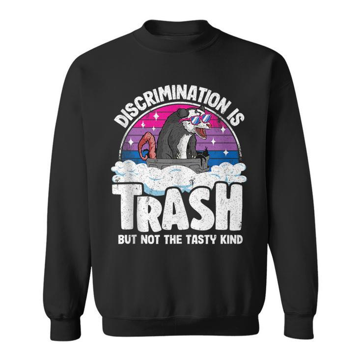 Discrimination Is Trash Opossum Bisexual Pride Bi Pride  Sweatshirt