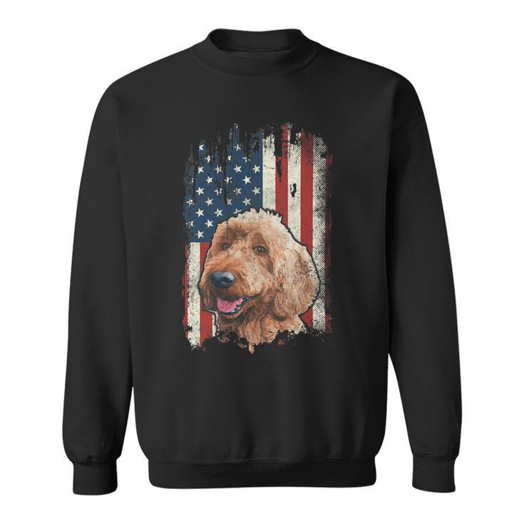 Distressed Goldendoodle American Flag Patriotic Dog Sweatshirt