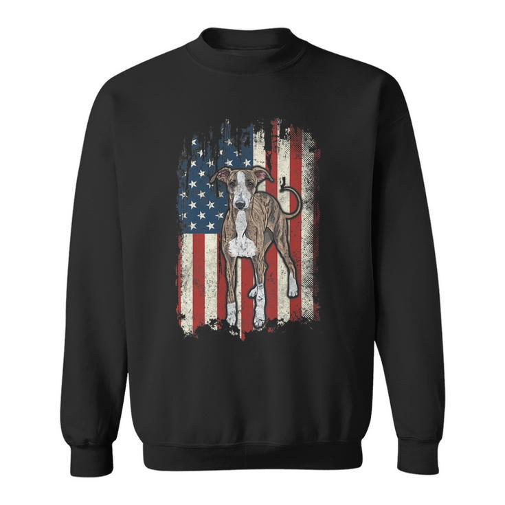 Distressed Greyhound American Flag Patriotic Dog Sweatshirt