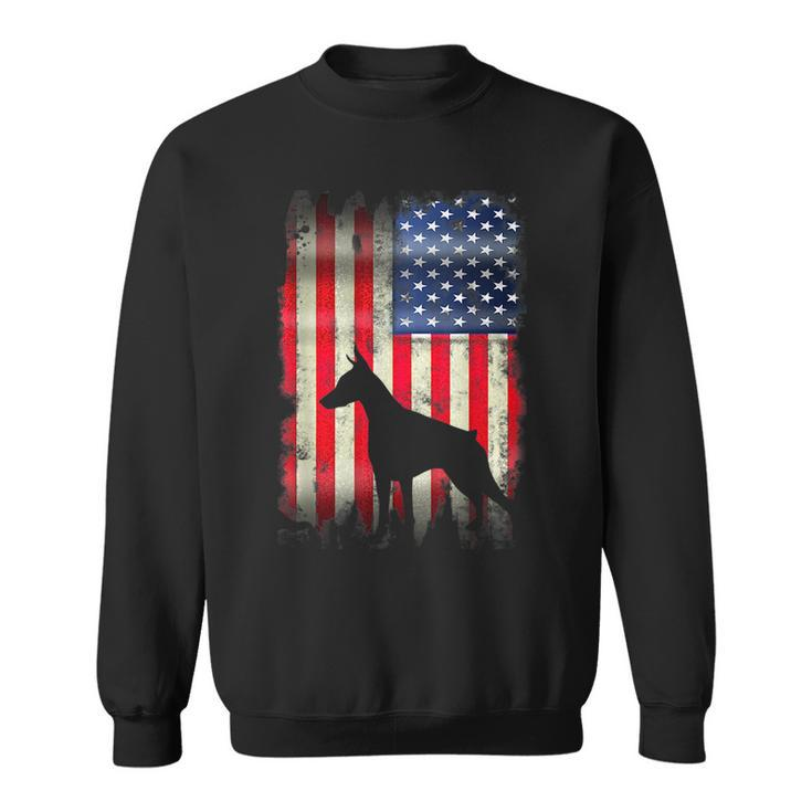 Doberman Dog Usa American Flag 4Th Of July Patriotic Gift  Sweatshirt