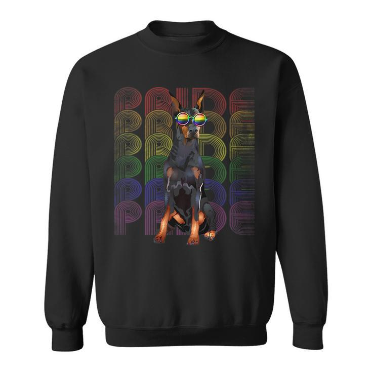 Doberman Lgbt-Q Flag Gay Pride Lesbian Funny Dog Lgbt Month   Sweatshirt