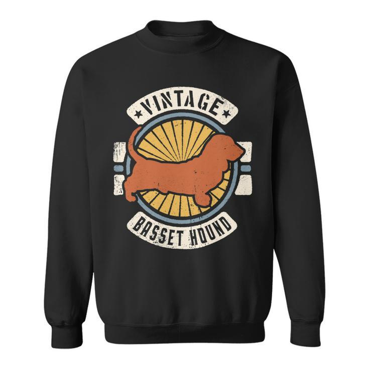 Dog Basset Hound Vintage Classic Retro 60S 70S Dog Lover Sweatshirt