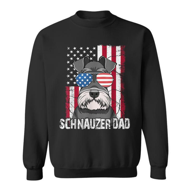 Dog Dad Fathers Day Gift Mini Schnauzer Usa Flag 4Th Of July  Sweatshirt