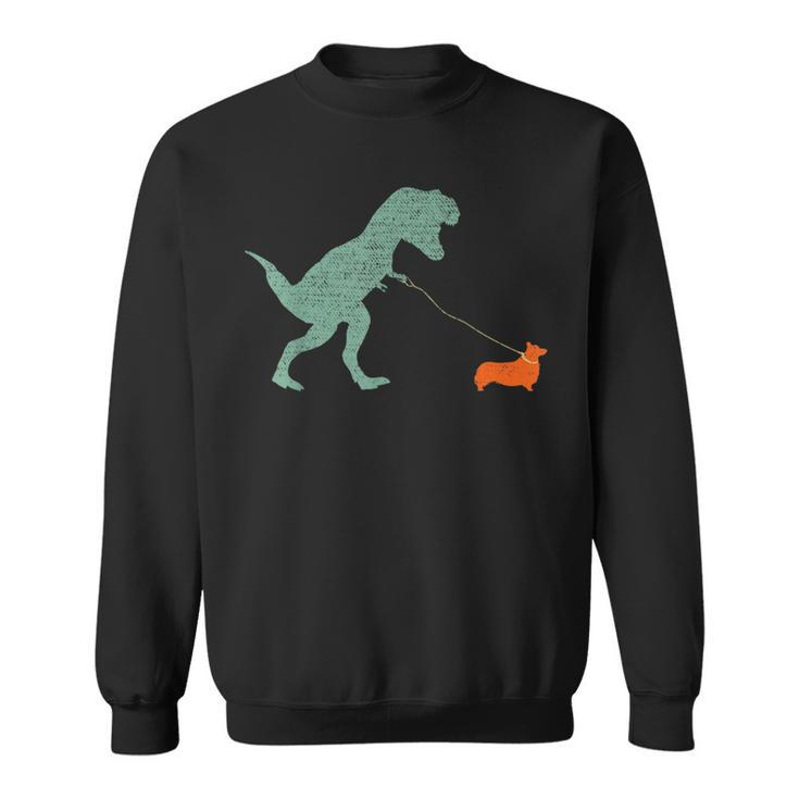 Dog Dinosaur - Vintage Tyrannosaurus Rex & Corgi  Sweatshirt