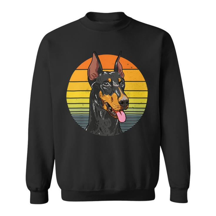 Dog Doberman Friendly Face Doberman Pinscher Retro Vintage Sunset Sweatshirt