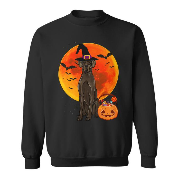 Dog Halloween Black Great Dane Jack O Lantern Pumpkin Sweatshirt