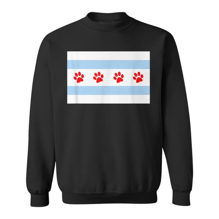 Dog Lovers Chicago Flag Paw Prints Custom T Sweatshirt