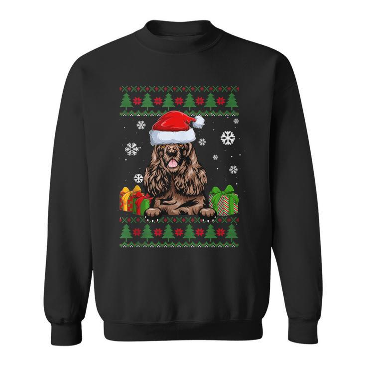 Dog Lovers Cocker Spaniel Santa Hat Ugly Christmas Sweater Sweatshirt