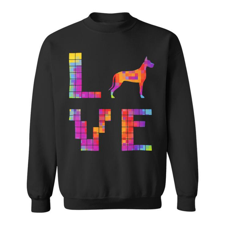 Dog Mom Great Dane Shirts Dog Lover Pixel Art Sweatshirt