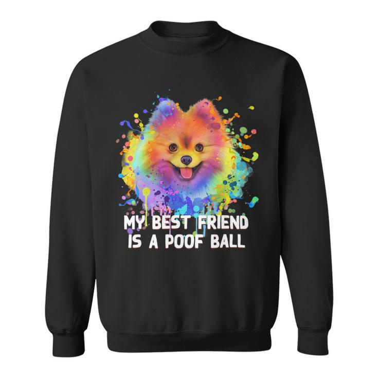 Dog Pomeranian My Best Friend Is A Poof Ball Funny Pomeranian Humor Pom Pom Sweatshirt