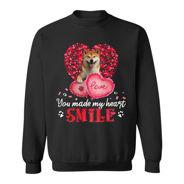 Dog Shiba Inu You Make My Heart Smile Shiba Inu With Heart Sweatshirt