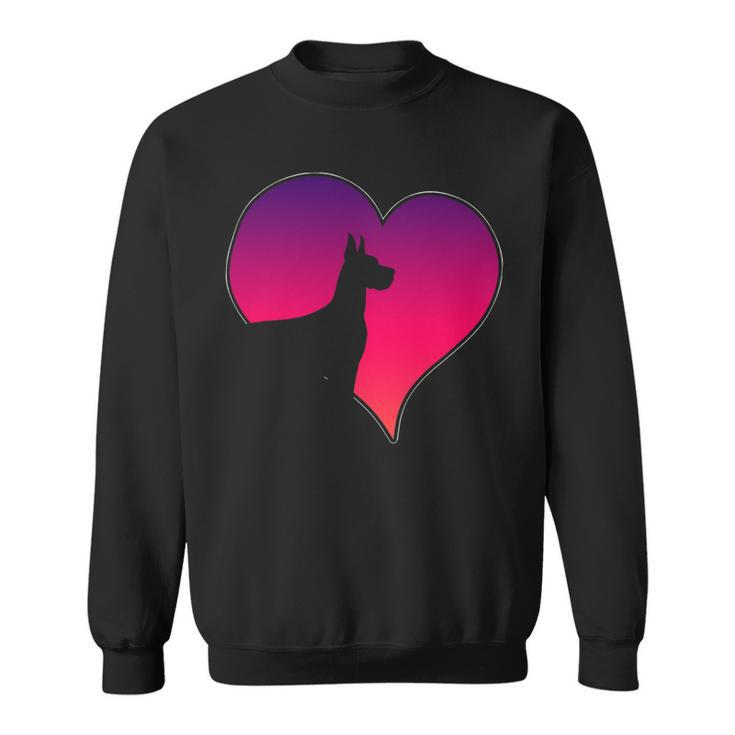Dogs Great Dane Dog Pink Heart Love Gift For Women Sweatshirt