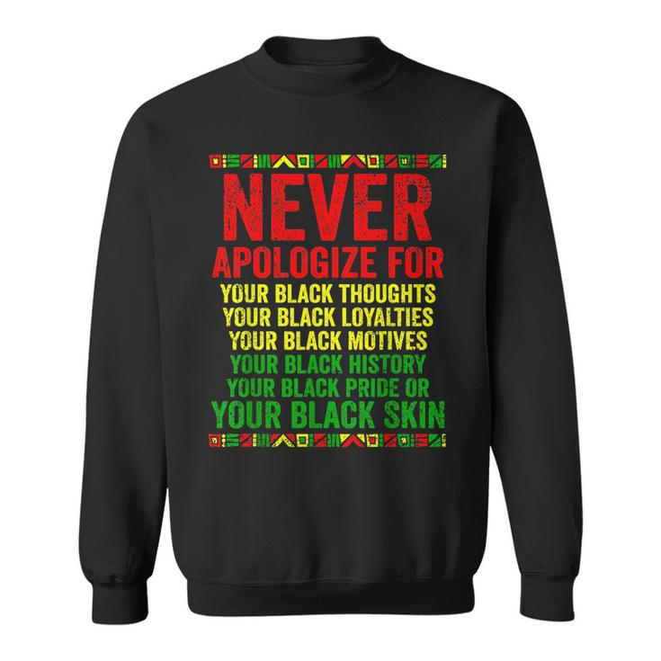 Dont Apologize For Your Blackness Junenth Black History  Sweatshirt