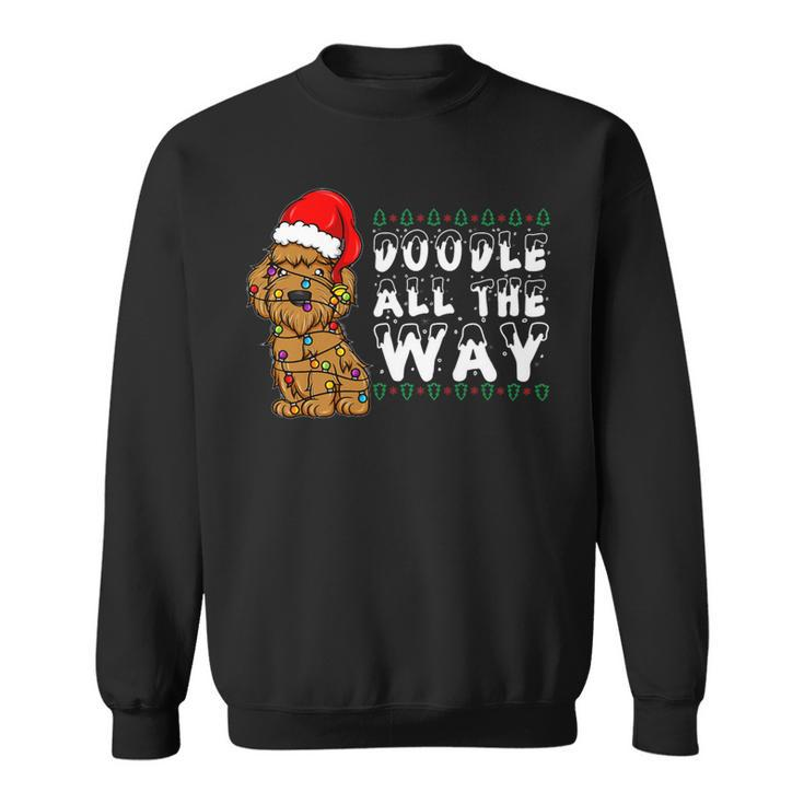 Doodle All The Way Goldendoodle Santa Hat Christmas Sweatshirt