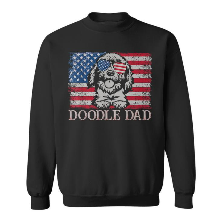 Doodle Dad Goldendoodle Dog American Flag 4Th Of July Gift For Mens Sweatshirt