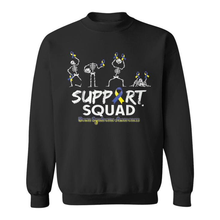 Down Syndrome Awareness Skeleton Support Squad Halloween Sweatshirt