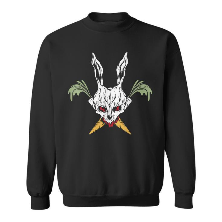 Easter Jolly Bunny Skull Horror Carrot Crossbones Easter Sweatshirt