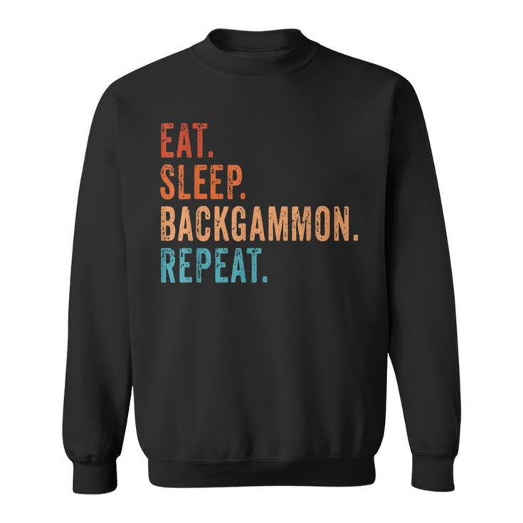 Eat Sleep Backgammon Repeat Board Game Players Fans Vintage Sweatshirt