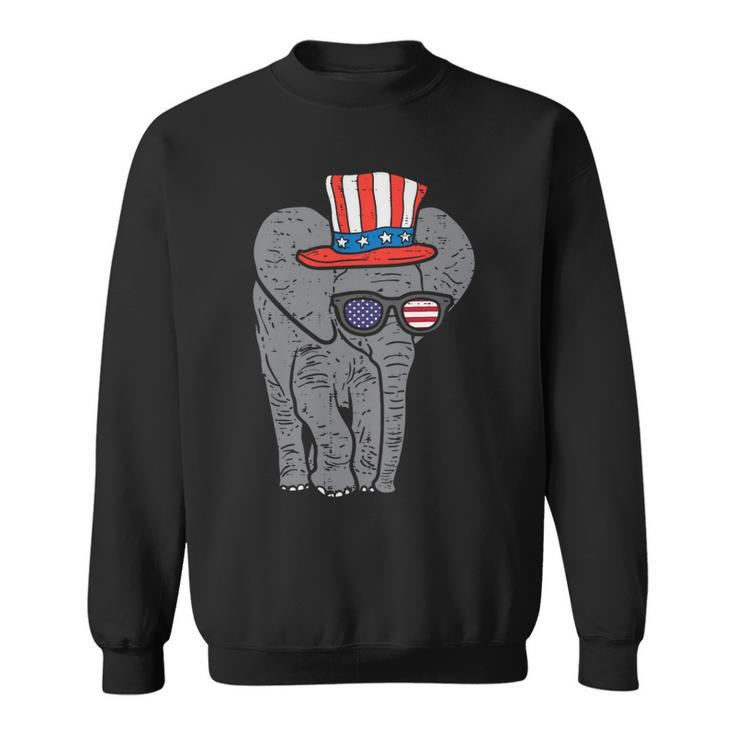 Elephant American Flag Usa 4Th Of July Fourth Patriot Animal Sweatshirt