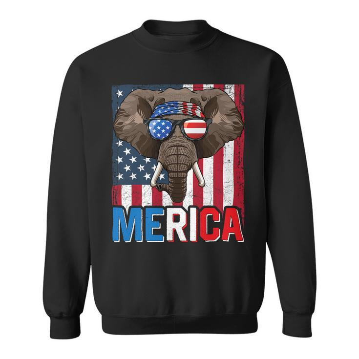 Elephant Merica 4Th Of July American Flag Usa Republican Sweatshirt