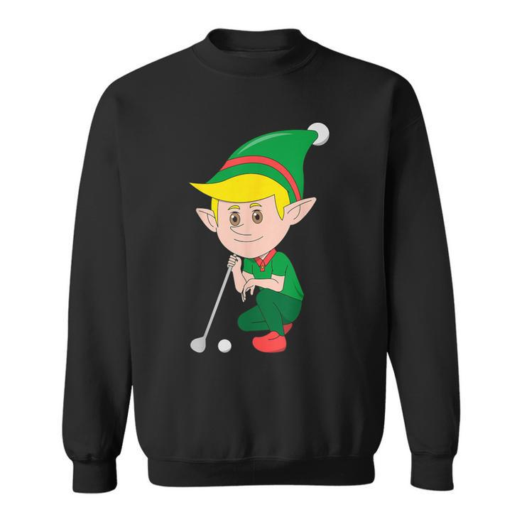 Elf Playing Golf Christmas Sport X-Mas Pajama Party Golfer Sweatshirt